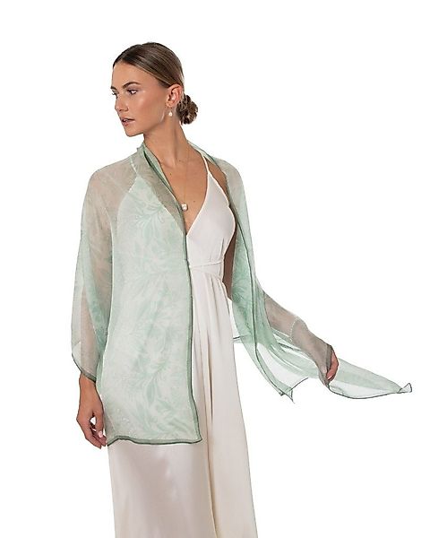 MayTree Seidenschal Seidenchiffon zarte Blumen grün günstig online kaufen
