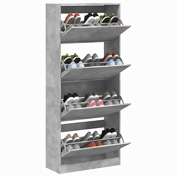 vidaXL Schuhschrank Schuhschrank mit 4 Klappen Betongrau 80x34x187,5 cm günstig online kaufen