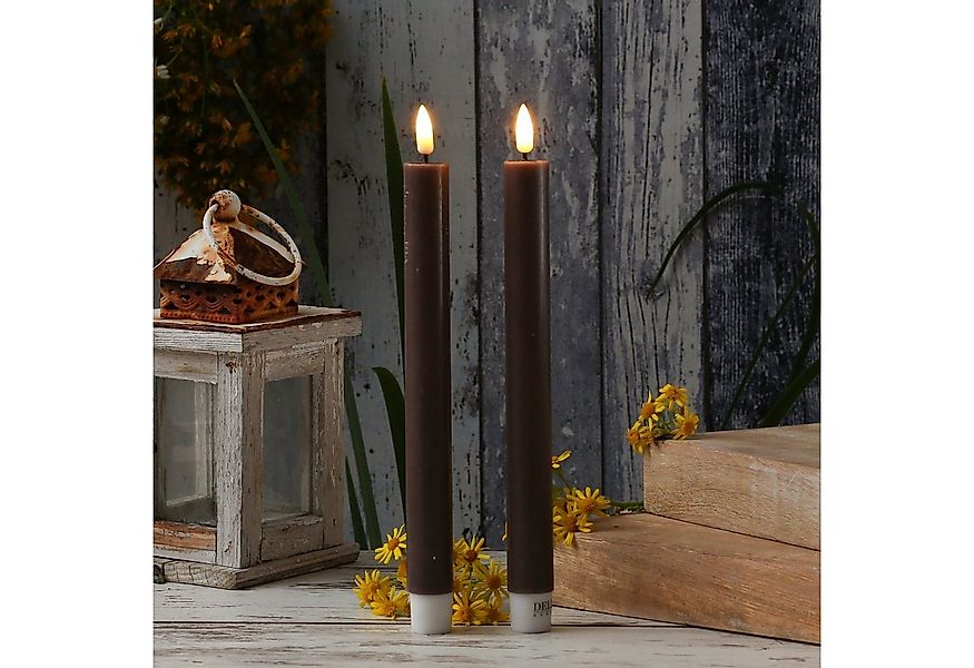 Deluxe Homeart LED-Kerze LED Stabkerzen Mia Tafelkerzen Echtwachs flackernd günstig online kaufen