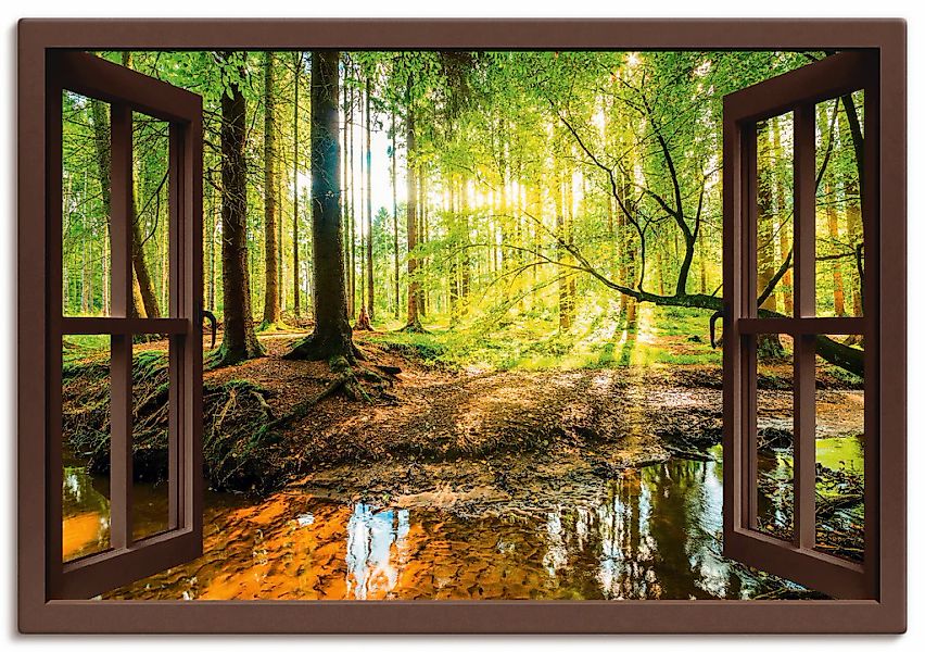 Artland Wandbild "Fensterblick - Wald mit Bach" Wald 1 Stk. tlg. als Leinwa günstig online kaufen