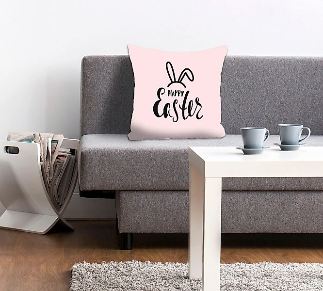 queence Dekokissen "Happy Easter rosa" mit einem österlichen Schriftzug günstig online kaufen