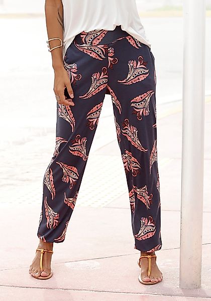 LASCANA Strandhose mit Blumendruck und Taschen, günstig online kaufen