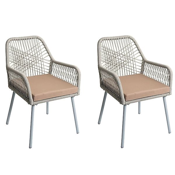 MCW Gartenstuhl O12 2er-Set Sitzpolster Aluminium Grau Bezug Taupe günstig online kaufen