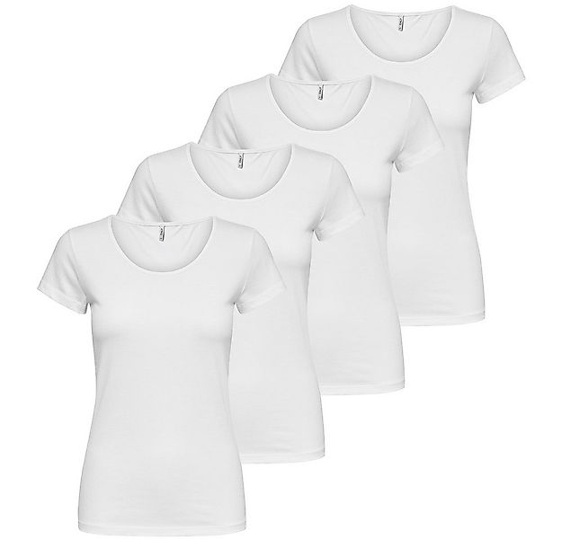 ONLY T-Shirt ONLY Damen 4er Pack T-Shirt Live Love Kurzarmshirt Basic Baumw günstig online kaufen