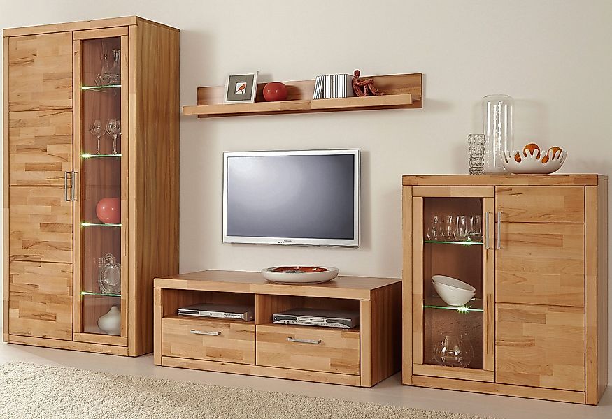 Home affaire Wohnwand "Logo,Fronten Massivholz,Korpus Holzwekstoff,viel Sta günstig online kaufen