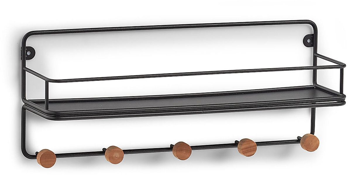 Zeller Present Dekoablage »Wandregal m. Haken, Metall/Holz, schwarz«, (1 St günstig online kaufen