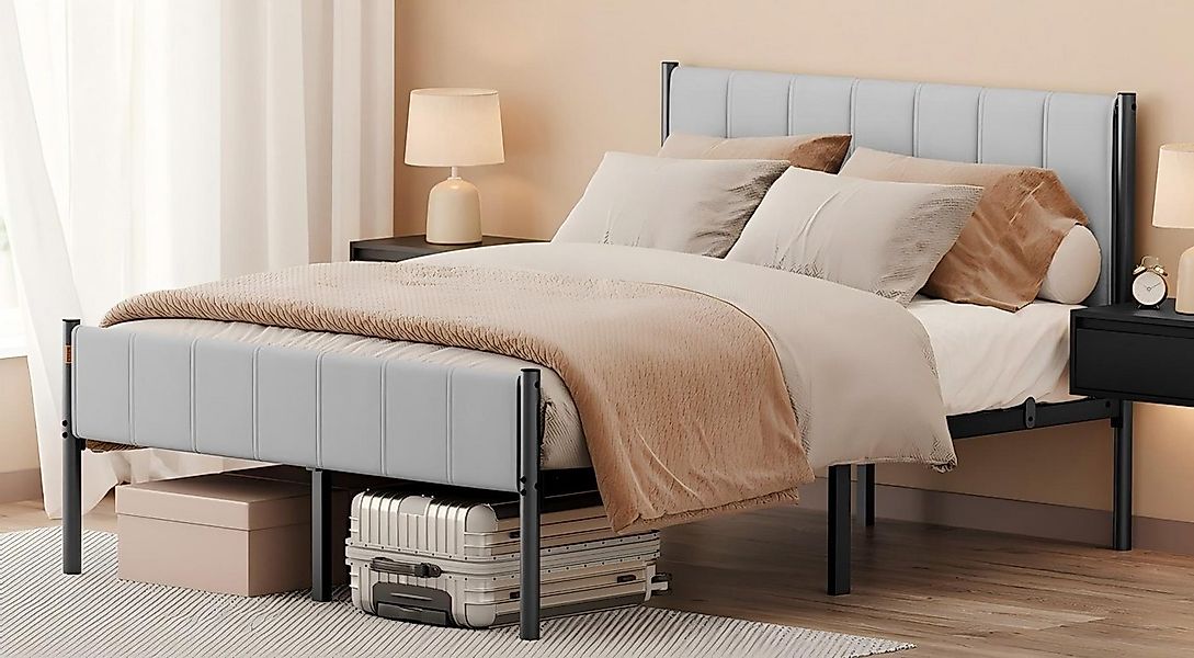 VASAGLE Polsterbett (140 x 200 cm, geräuschlos), mit gepolstertem Kopfteil, günstig online kaufen