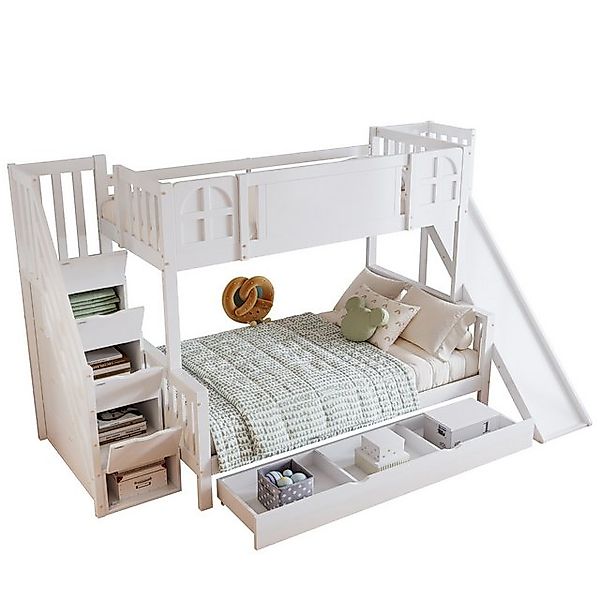 HAUSS SPOLE Etagenbett 90x200cm mit Fenster, Rutsche, Schubladen mit Rollen günstig online kaufen