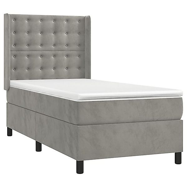 vidaXL Bett Boxspringbett mit Matratze Hellgrau 90x200 cm Samt günstig online kaufen