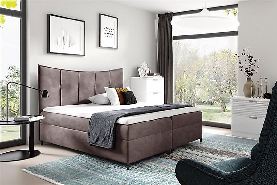 Fun Möbel Boxspringbett Boxspringbett Schlafzimmerbett FABIEN in Stoff inkl günstig online kaufen