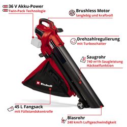 Einhell Akku-Laubsauger VENTURRO 36/240, ohne Akku günstig online kaufen