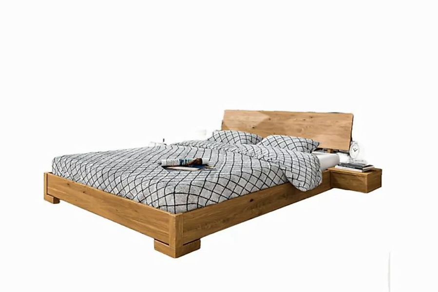 Natur24 Einzelbett Bett Bento 3 Sonderlänge 80x210 Wildeiche Holzkopfteil u günstig online kaufen