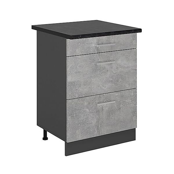 Vicco Unterschrank R-Line, Beton/Anthrazit, 60 cm mit Schubladen, AP Anthra günstig online kaufen