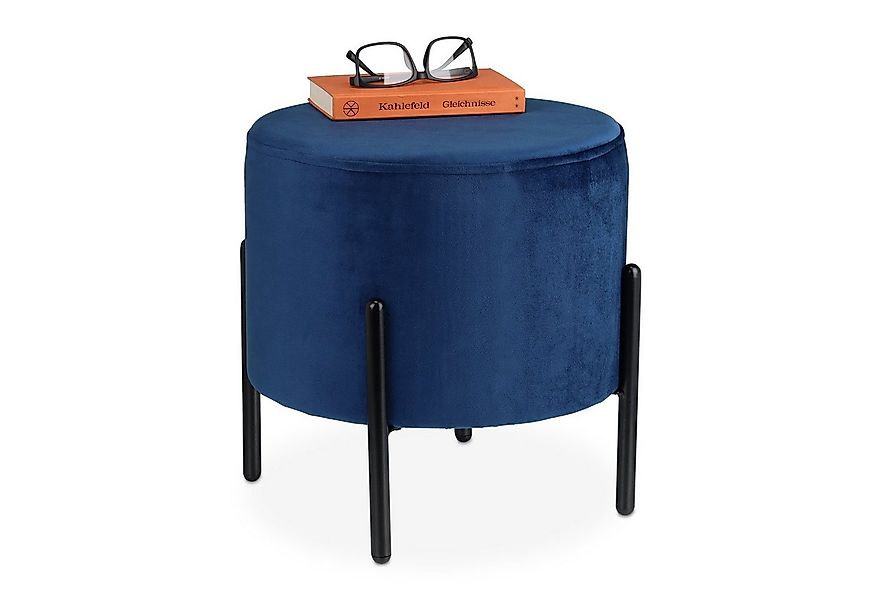 relaxdays Polsterhocker Blauer Samthocker günstig online kaufen