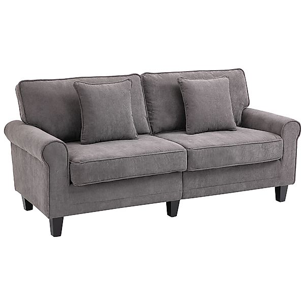 HOMCOM 3-Sitzer-Sofa aus geripptem Samtstoff, Sofa für Wohnzimmer, 197 cm, günstig online kaufen