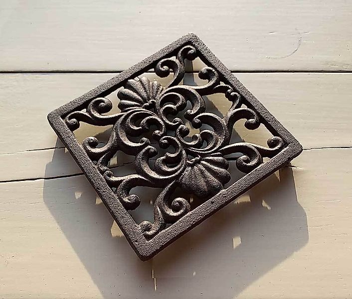Topfuntersetzer Quadratisch Untersetzer Vintage Gusseisen Braun Antik-Stil günstig online kaufen