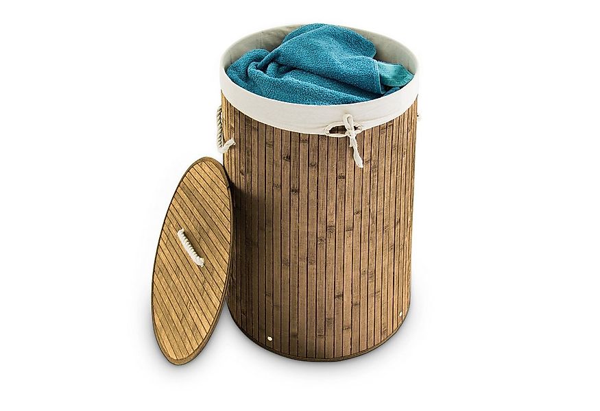 relaxdays Wäschekorb Bambus rund, natur günstig online kaufen