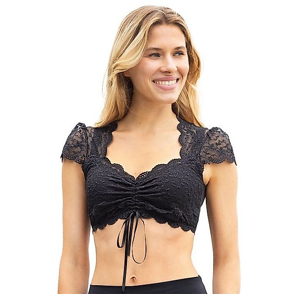 Nina Von C. Dirndlbluse Spitzen Bluse 'Valeska' Kurzarm 48462971, Schwarz günstig online kaufen