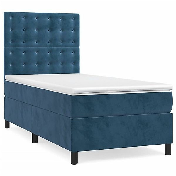 vidaXL Boxspringbett mit Matratze Dunkelblau 90x200 cm Samt1359071 günstig online kaufen