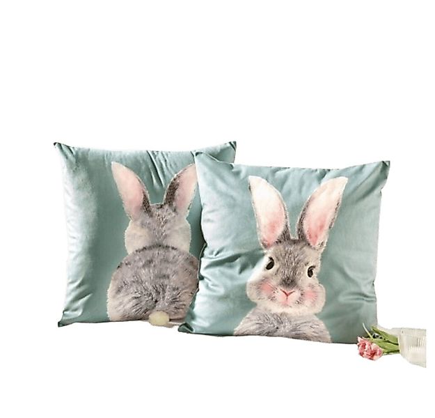 Home-trends24.de Kissenhülle Kissenhülle Hase Hasen Ostermotiv Samt Osterde günstig online kaufen