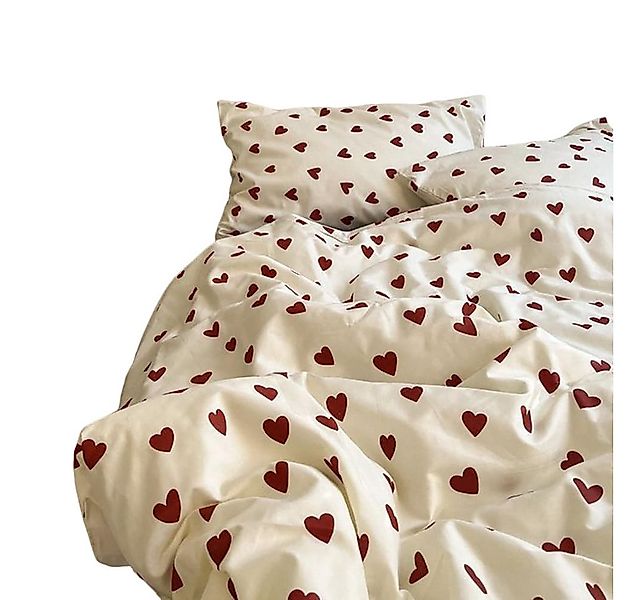 Coonoor Bettwäsche mit Herz Rot Weiß Aesthetic Bettbezug Set Microfaser Wei günstig online kaufen