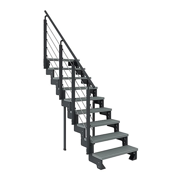 Dolle Außentreppe Gardentop Anthrazit 9 Stufen 80 cm Grau inkl. Geländer günstig online kaufen