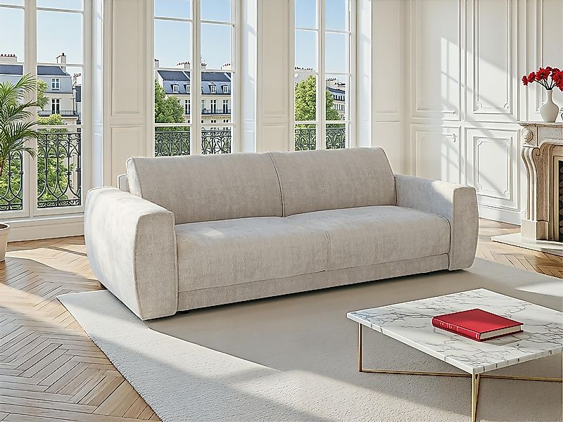 Sofa 3-Sitzer Schlafsofa Express - Chenille-Stoff Beige - Liegefläche 140 c günstig online kaufen