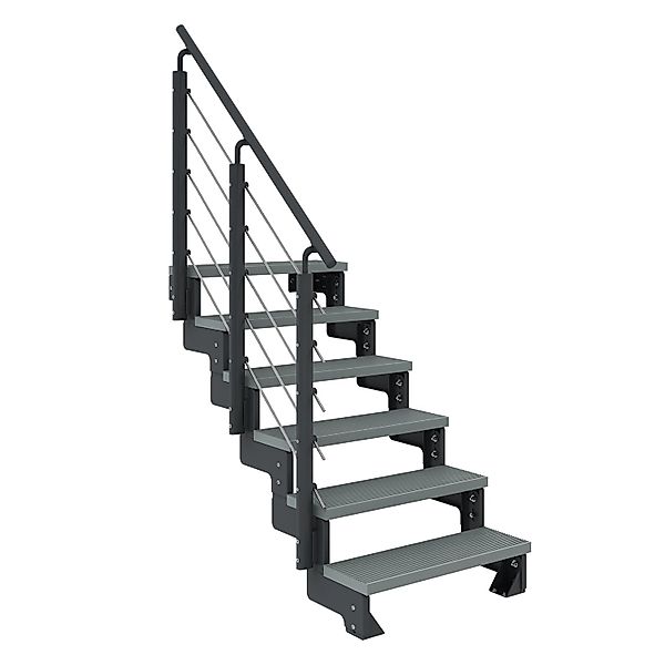 Dolle Außentreppe Gardentop Anthrazit 6 Stufen 100 cm Grau inkl. Geländer günstig online kaufen