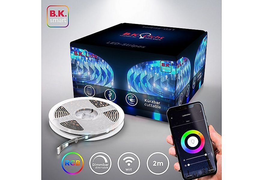 B.K.Licht LED-Streifen, Smart Home LED Stripe/Band 2m inkl. USB WiFi Appste günstig online kaufen