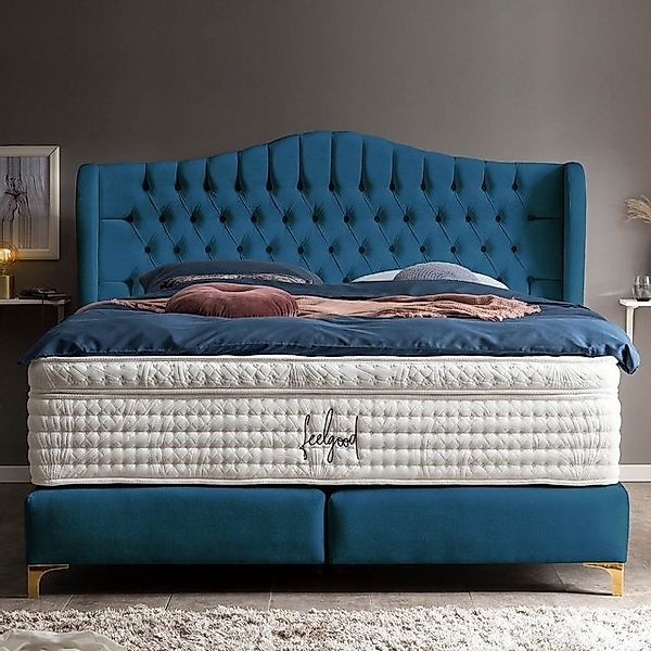 BettCo Boxspringbett Maison (in Petrol Samt, günstig online kaufen