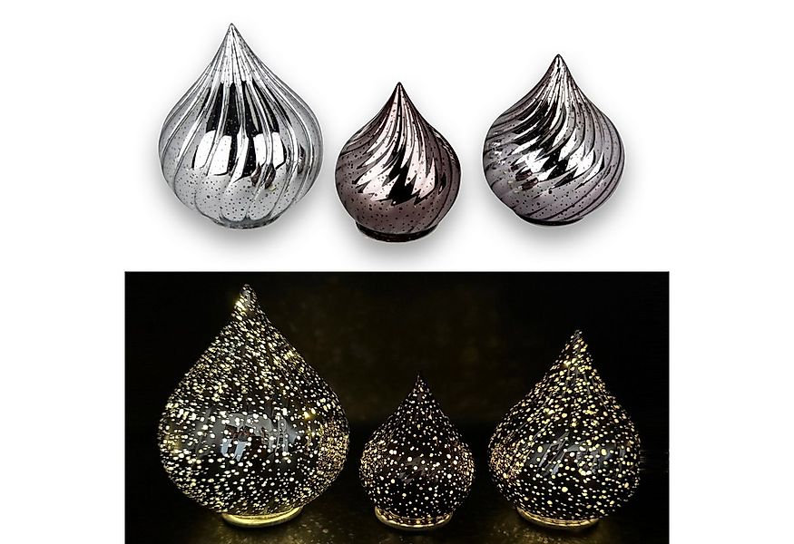 Online-Fuchs LED Dekolicht - 3 Glastropfen mit LED-Lichterkette, Funkeleffe günstig online kaufen