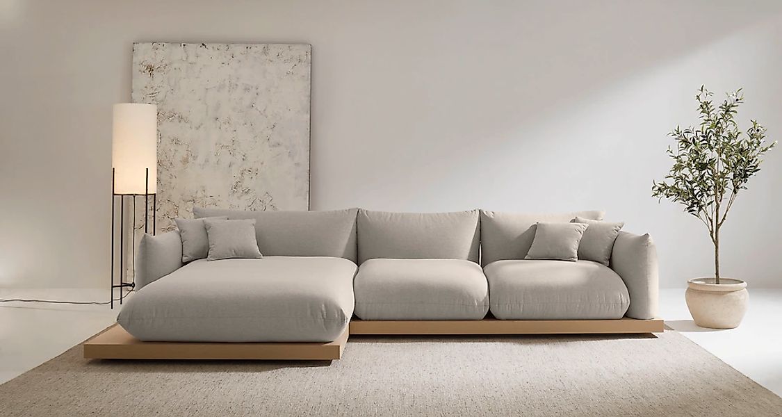 OTTO home Ecksofa "Kalix, Polsterecke mit kräftigem Holz-Plateau, moderne C günstig online kaufen