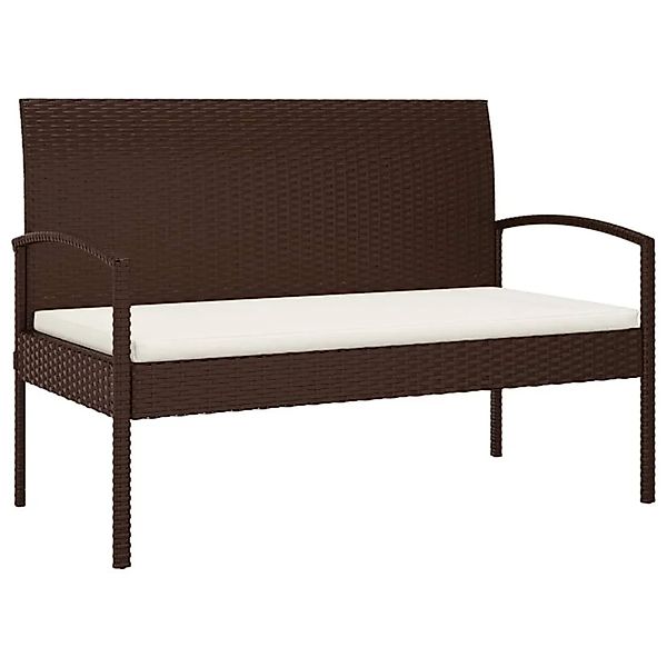 furnicato Gartenbank mit Kissen Braun 105 cm Poly Rattan günstig online kaufen