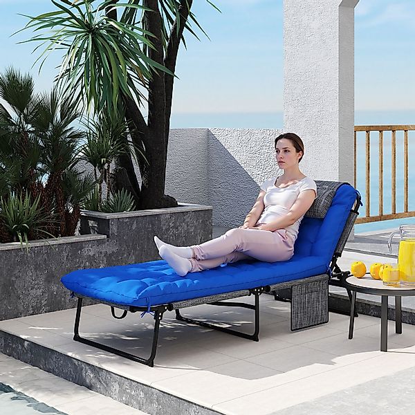 Outsunny Sonnenliege klappbar Gartenliege mit Kopfkissen, Liegestuhl mit 4- günstig online kaufen