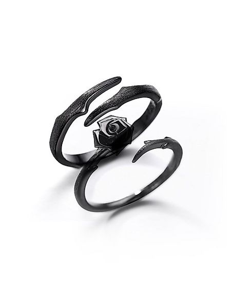 Eyecatcher Fingerring Schwarzes Ring Set Rose offen einstellbar Freundschaf günstig online kaufen