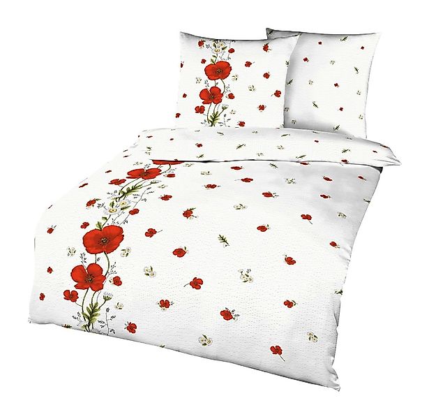Kaeppel Bettwäsche Kaeppel Seersucker Bettwäsche 135x200cm Red Poppy Mohn R günstig online kaufen