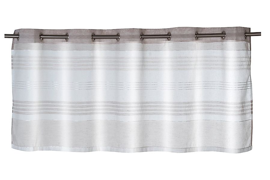 Home4You Scheibengardine, 140 x 50 cm, Taupe, Weiß, Polyester, (1 St), Ösen günstig online kaufen