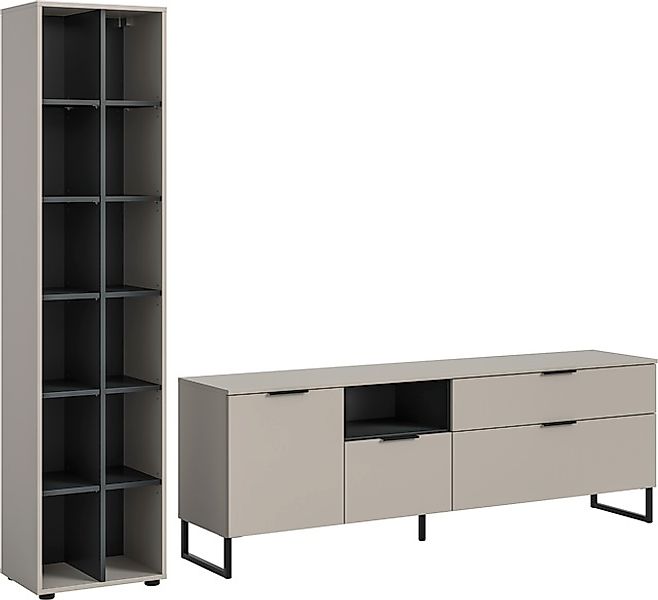 INOSIGN Wohnwand »ADIO, Breite 245 cm, 2-teiliges Set, mit Metall-Kufenfüße günstig online kaufen