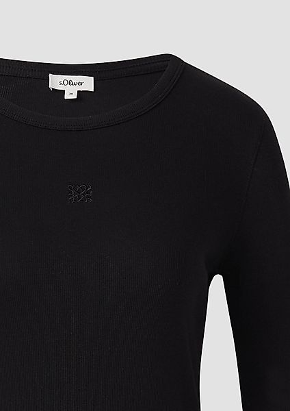s.Oliver Langarmshirt Ripp-Langarmshirt mit Stickerei günstig online kaufen