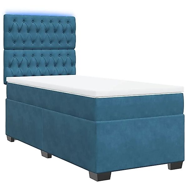 vidaXL Boxspringbett mit Matratze Blau 90x190 cm Samt 3293096 günstig online kaufen