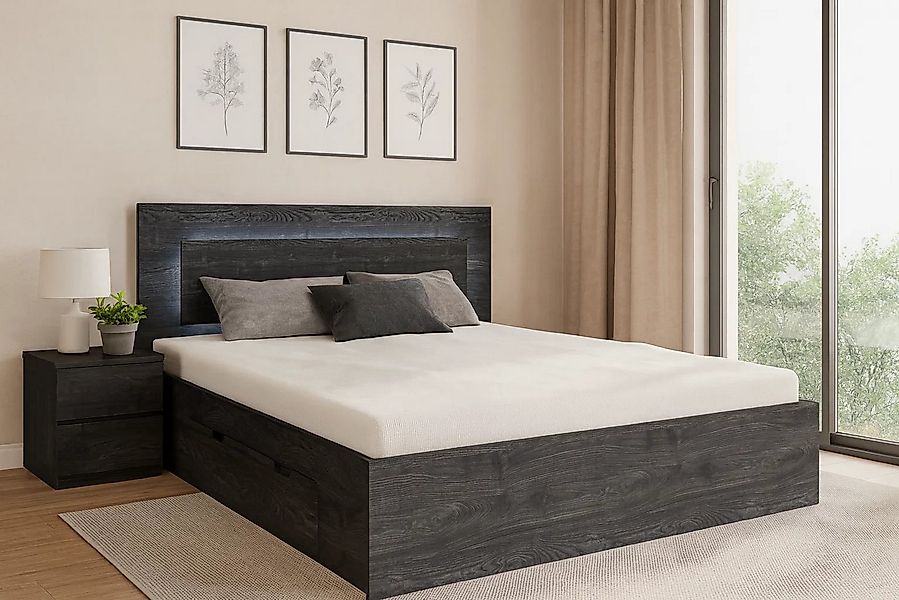 Home affaire Bett PRESSAC mit Schubladen und Beleuchtung, in 2 Breiten - 16 günstig online kaufen