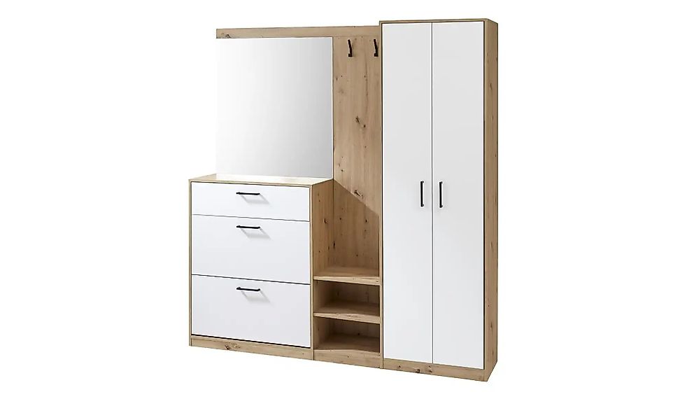 Kompaktgarderobe  Bardolino ¦ weiß ¦ Maße (cm): B: 180 H: 195 T: 38.0 Garde günstig online kaufen