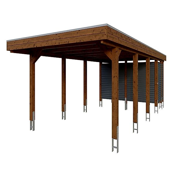 Skan Holz Carport Friesland Hybrid 314 cm x 708 cm Nussbaum günstig online kaufen