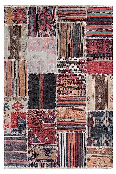 Kayoom Teppich "Atoil 273" rechteckig 6 mm Höhe Kurzflor, Patchwork Muster, günstig online kaufen