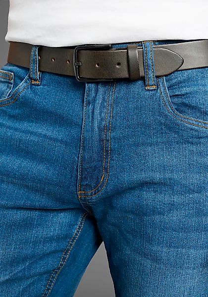 Mans World Ledergürtel, im klassischen Design mit edel schimmernder Schnall günstig online kaufen