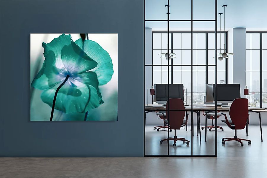 queence XXL-Wandbild "Akustikbild Blüte in Türkis" Blumenbilder  Natur 1 St günstig online kaufen