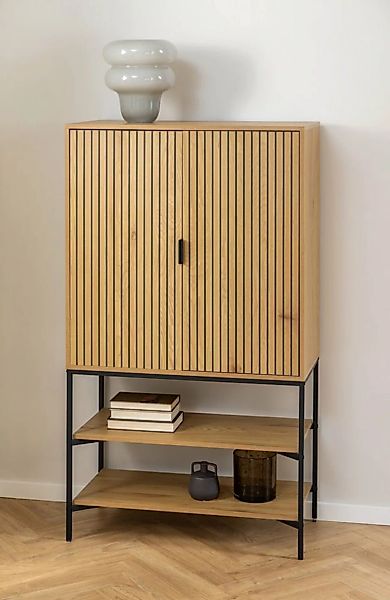 ACTONA GROUP Mehrzweckschrank in Wildeiche, MDF, Stahl - 80x140x40cm (BxHxT günstig online kaufen