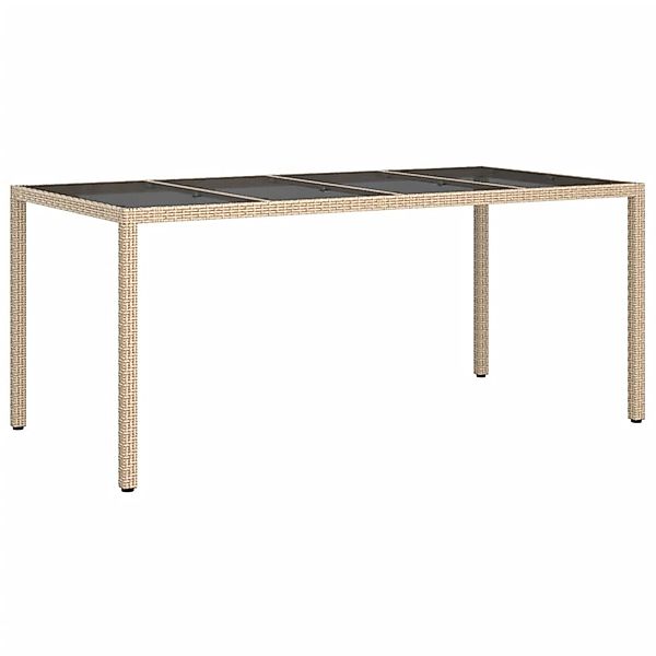 vidaXL Gartentisch Beige 190x90x75 cm Gehärtetes Glas und Poly Rattan 31671 günstig online kaufen