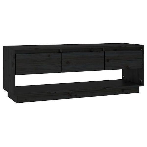 furnicato TV-Schrank Schwarz 110,5x34x40 cm Massivholz Kiefer (1-St) günstig online kaufen