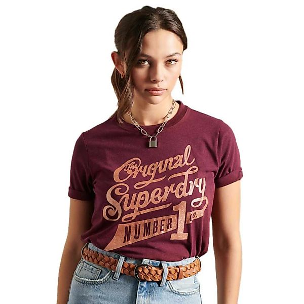 Superdry Glitter Sparkle Kurzarm T-shirt M Boston Burgundy Grit günstig online kaufen